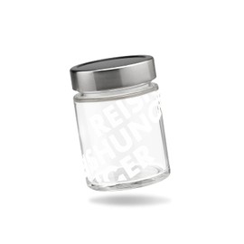 REISHUNGER Rice Jars, Storage Jars Glass with Lid for 300 g Rice, Solid Glass with Scale for Measuring – Available in Pack of 1 and 4