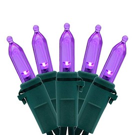 YULETIME Purple 66 Feet 200 LED Christmas String Lights, 2-Strand 33 Ft 100 Lights 4" Spacing Green Wire Christmas Light Set, UL Certified Plug-in Mini Holiday Lights for Indoor & Outdoor (Purple)