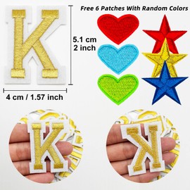 Jongdari Iron on Letters, 110 Pcs Alphabet Patches, Decorate Repair Letter Patches for Clothing Shirts Jackets Hats Jeans Shoes Bags (Gold)