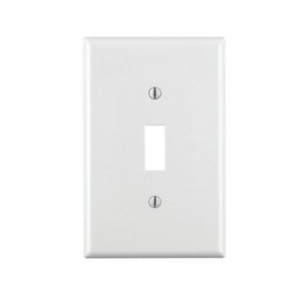Leviton 1-Gang Toggle Device Switch Wallplate, Midway Size, Thermoset, Device Mount, 80501-W, White