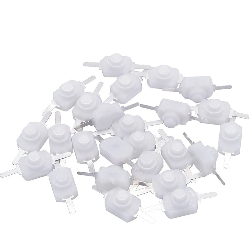 mxuteuk 50pcs White Self-Lock Micro Push Button Switch DC 30V
