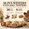 ALISSAR 36 Pcs Western Cowboy Cupcake Toppers, Birthday Party Decor