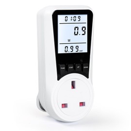 Jadeshay Electric Meter,240V 13A Electricity Usage Monitor Power Meter Plug LCD Display Energy Monitoring UK Plug 7 Monitoring Modes with 3680W Power Overload Warning for Home Appliances