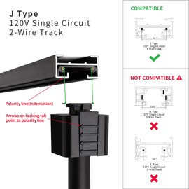 mirrea J Type Track Lighting Head to E26 Medium Screw Base Adapter Light Direction Adjustable Pack of 3 (Black)