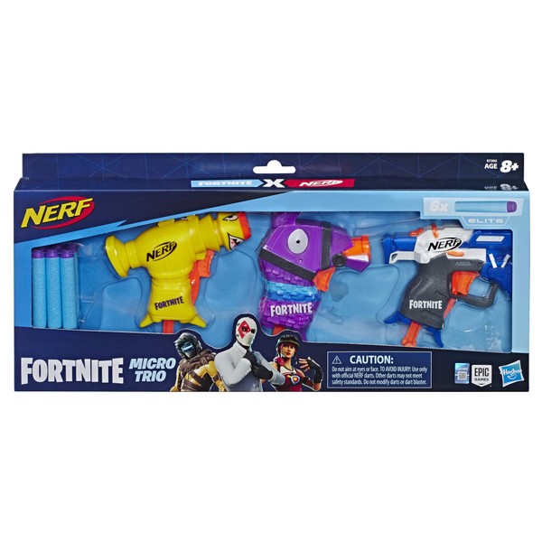 NERF Fortnite 3 Dart-Firing Micro Trio - Includes 3 Blasters & 6 Official Elite Darts - for Kids, Teens, Adults