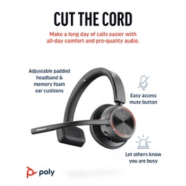 Poly Voyager 4310 UC Wireless Headset (Plantronics) - Single-Ear Bluetooth Headset w/Noise-Canceling Mic - Connect PC/Mac/Mobile via Bluetooth - Works w/Teams, Zoom, & More