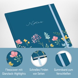 paper&you® Notebook Lined A4+ with Elastic Band [Happy Flower] 156 Pages, 78 Sheets | Lined Notebook, Bullet Journal, Sketchbook, Diary by Häfft paper&you | Sustainable & Climate Friendly