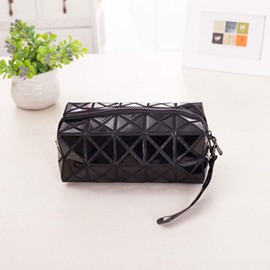 Large Interesting Geometric Makeup Clutch, 1pcs PVC Geometry Pencil Case Interesting Foldable Fashion Toiletry Makeup Clutch for Travel, School,Home, Organizer
