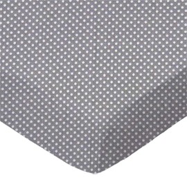 SheetWorld Fitted 100% Cotton Percale Square Play Yard Sheet Fits Joovy 38 x 38, Pindots Gray, Made in USA