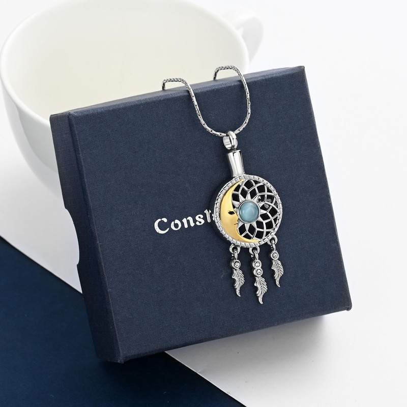 Dream Catcher Cremation Jewelry for Ashes for Women Men Moon
