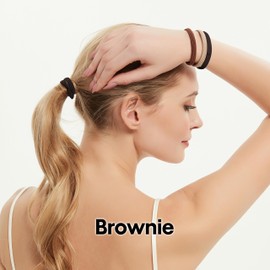 Qooocy 8MM No-Slip Women Hair Ties for Thick & Curly Hair, 12 Pcs, Brownie