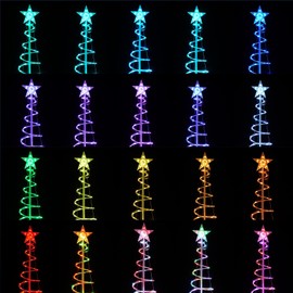 Set of 3 Christmas Decoration Outdoor Spiral Tree, 3/4/5 FT 240 LED Xmas Collapsible Tree Lighted 3D Tree Lights Holiday Display Decorative for Indoor Outdoor Xmas Patio Wedding Decor