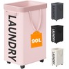 Optish Pink Laundry Basket with Wheels, Dorm Room Essentials Girl,