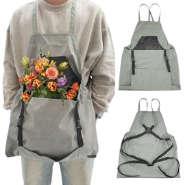 QSONG SHOP Gardening Apron with Pockets for Women & Men (Grey)
