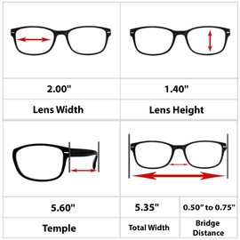 TruVision Readers Reading Glasses - HP9505-2 Black - +1.75