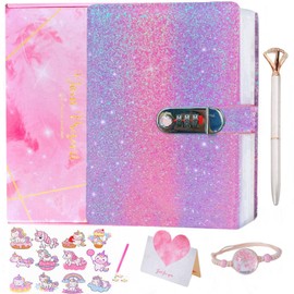 Luolizon Diary with Lock,Journal for Girls and Women,A5 Notebook Kids Journal with Lock for 8 9 10 11 12 Years Old Girls,Password Locked Journals,Diary Gifts Set for Ages 8-12 Teenage