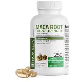 Bronson Maca Root Extra Lepidium Meyenii, Non-GMO, 250 Vegetarian Capsules