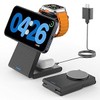 GEEKERA 3 in 1 Wireless Charging Station Foldable Magnetic Wireless Charger Stand