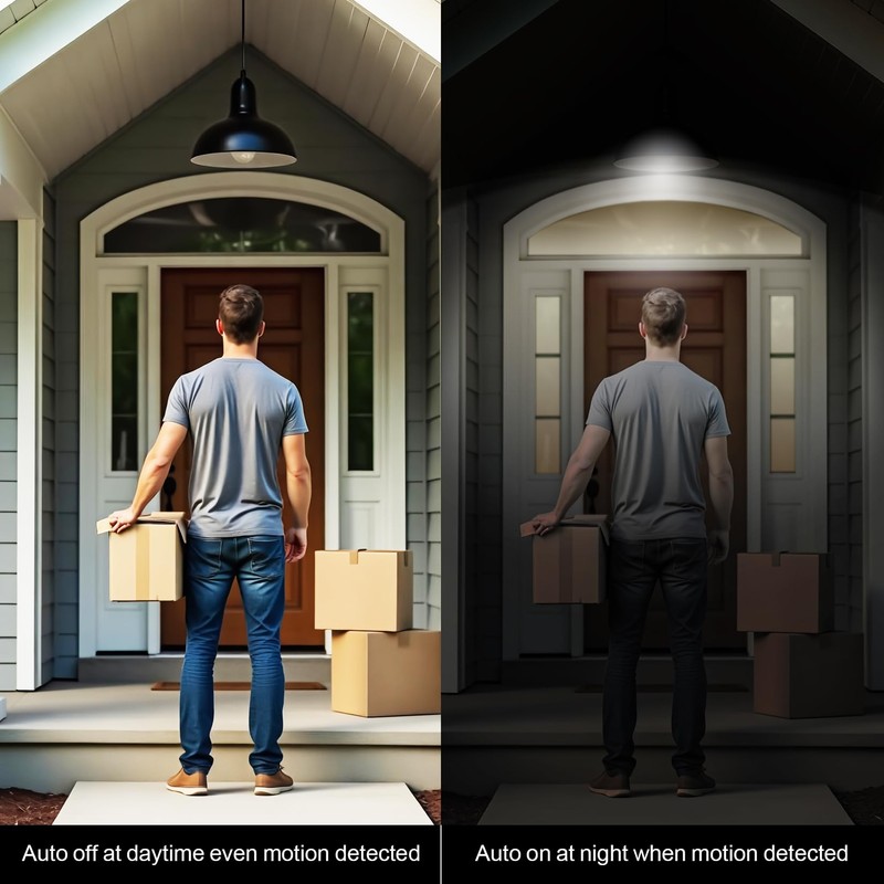 BQHY Motion Sensor Light Bulbs, 5500K Daylight Motion Activated Dusk