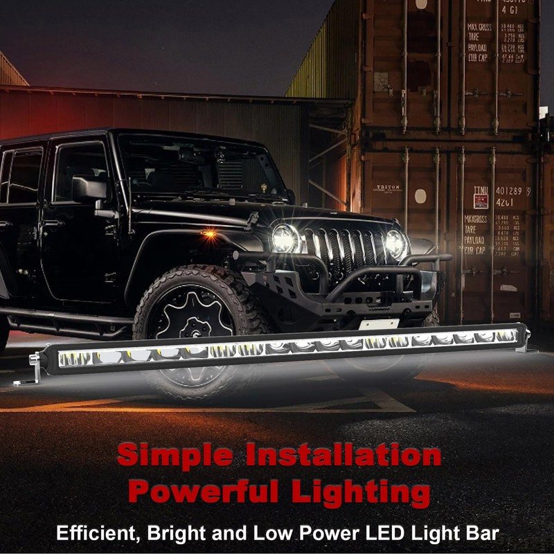 BLUEMOTOR Super Slim LED Light Bar,Single Row LED Work Driving