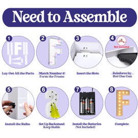 Mixifox Mixifox Marquee Light Up Letters, 4FT Marquee Letters, Large Light Up Letter for Party Decor, Mosaic Balloon Frame, Cardboard Letter for Birthday Wedding Engagement Party Decorations, Giant Letter F