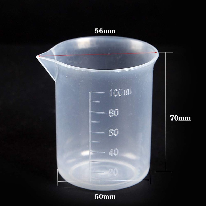 YXQ 6pcs 100ml Plastic Beakers Graduated Measuring Cup Labs Liquid