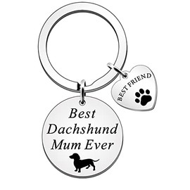 SDOFY Dachshund Gifts for Women Dog Lover Gifts Dachshund Lover Gift Dog Mum Keyring Best Dachshund Mum Ever Keychain
