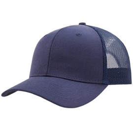 YEANIY M,L,XL,XXL Flat Bill Mesh Snapback Trucker Hat,Plain Blank Adjustable Solid Color Baseball Caps, Curved Navy, X-Large-XX-Large