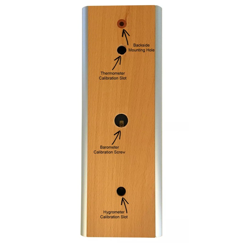 Hokco Weather Station Barometer Thermometer Hygrometer Aluminum Beech Wood