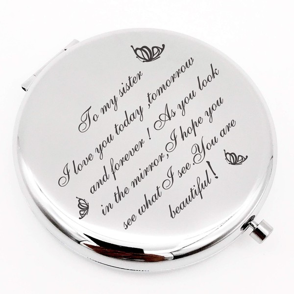 Warehouse No.9 Inspirational Personalized Travel Pocket Compact Pocket Makeup Mirror Gift for Sister Best Friend Birthday Christmas Graduation Gift