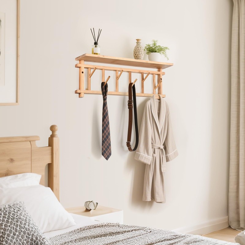 YeadCedle Coat Rack Wall-Mounted with Shelf Coat Hooks Wall Mount
