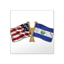 CafePress El Salvador America Friend Ship Flag. Square Stick Square Bumper Sticker Car Decal