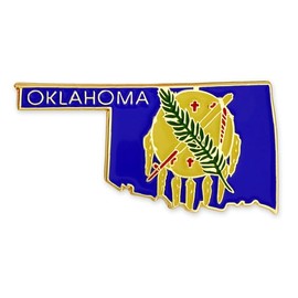 PinMart Oklahoma Shape Flag Lapel Pin – Complete United States of America Pin Set – Gold Plated Enamel US State Shirt Pins – Great Commemorative/Promotional Gift