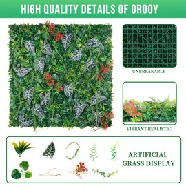 Grooy Boxwood Panels, 20"x20"(6pcs) Grass Wall, Plant Wall, Grass Backdrop Wall, Privacy Screen, Sun Protected Green Wall Decor Outdoor, Indoor, Garden, Backyard and Décor