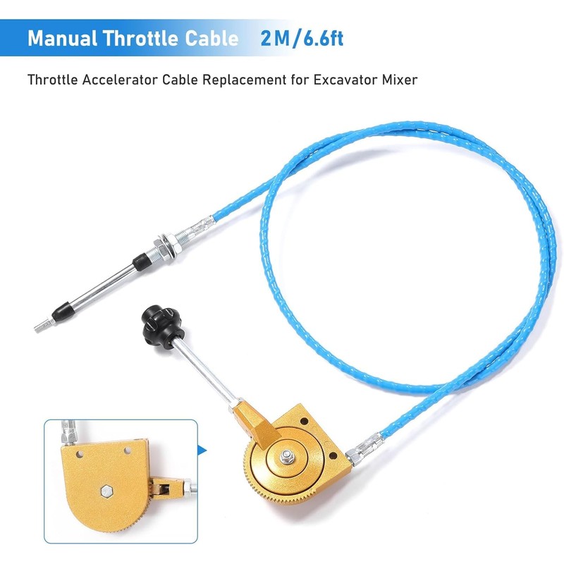 Throttle Cable for agt mini excavator,2m Universal Throttle Cable Kit,Stainless