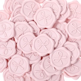 50 Pcs Bow Wax Seal Stickers Envelope Envelope Wax Stickers for Wedding 3D Adhesive Antique Gold Waxs Stamp Sticker Decals for Invitation Baby Shower Greeting Cards Gift Wrapping(Pink)