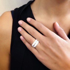 GILARDY Amore per Sempre Love Ring R5 White with Italian Love Quote Ceramic, Ceramic