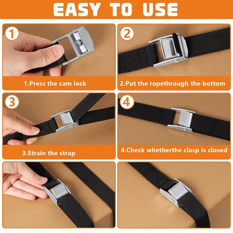 NINGYER Pack of 6 lashing straps, 1 m, 3 m,