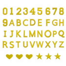 sourcing map 78 Pcs Iron on Letters and Numbers, 2 Inch A-Z Letter Patches and 0-9 Number Patches for Clothing Gold Iron on Numbers Small Embroidered Patches for Jacket Clothes Hat Sock DIY