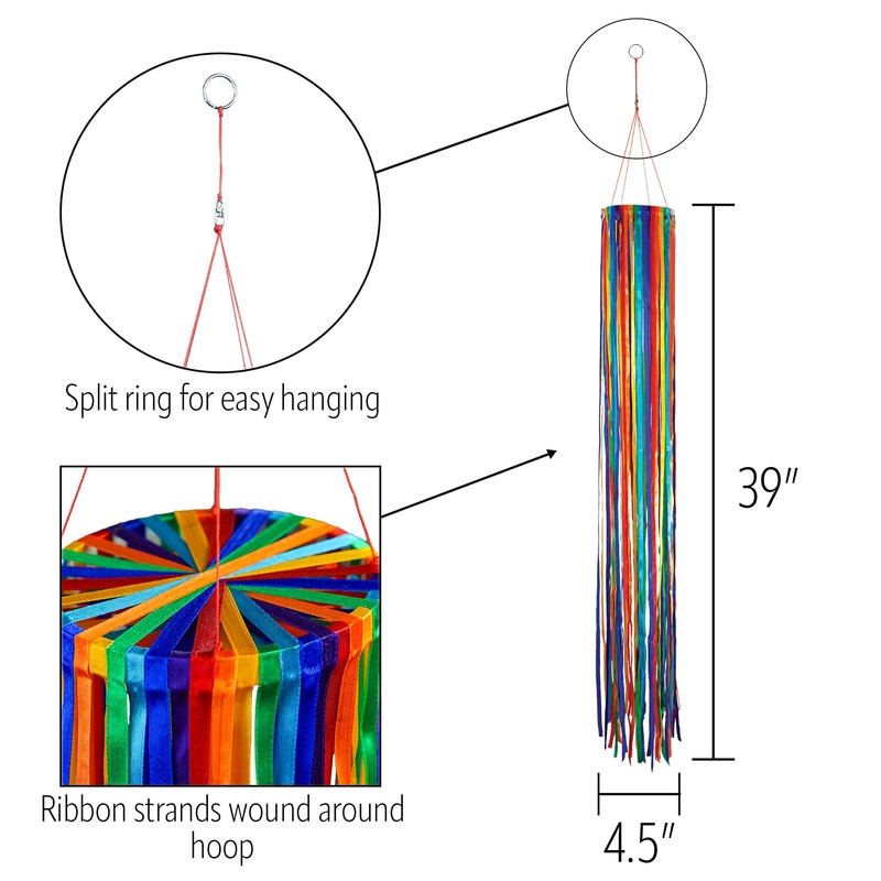 In the Breeze 4937 — 39-Inch Rainbow Ribbon Windsock