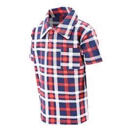 Unique Baby Polo patriótico a cuadros para niños del 4 de julio, Cuadros patrióticos, 6 Años