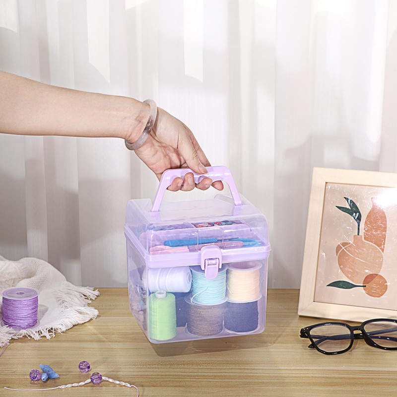 BTSKY Multipurpose Plastic Craft Storage Containers with Removable Tray, Clear