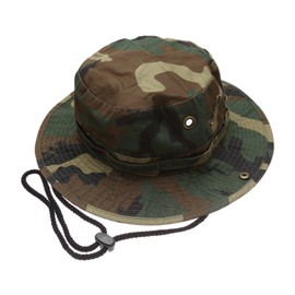 Summer Outdoor Boonie Hunting Fishing Safari Bucket Sun Hat with Adjustable Strap(Woodland,SM)