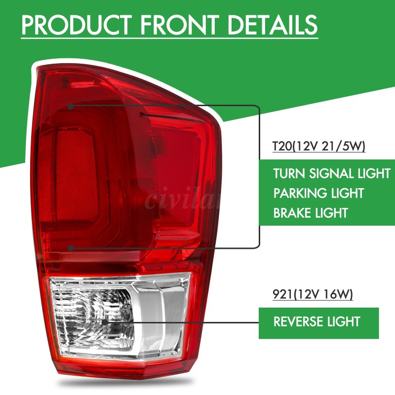 Left+Right Tail Lights Brake Lamps for 2016 2017 2018-2023 Toyota