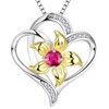 YL Heart Necklace 925 Sterling Silver Cut 12 Birthstone Cubic