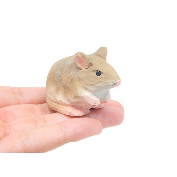 Selsela Mouse Handmade Wood Figurine Field House Rat Pet Mice