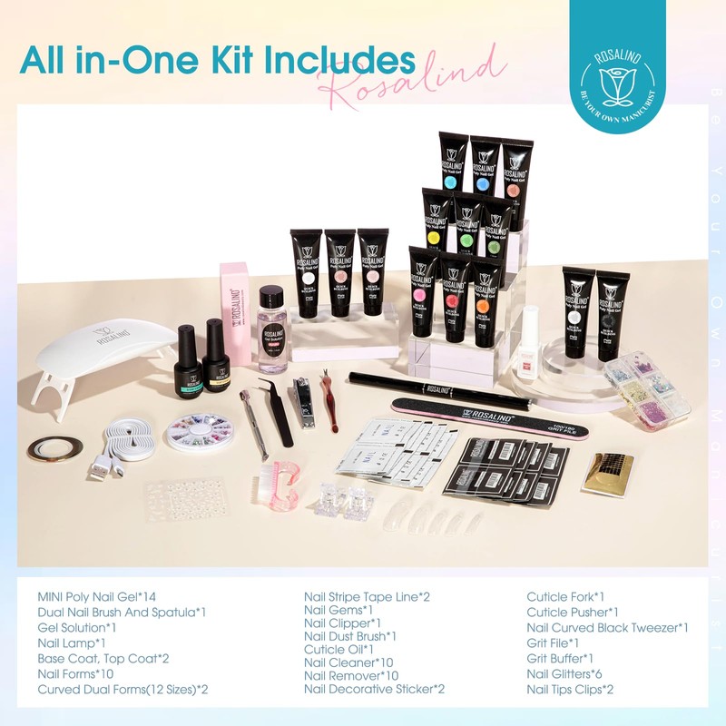 ROSALIND Poly Nail Gel Colors Kit -14 Colors +72 Nail