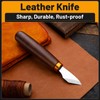 CBHGFEA Leather Skiving Knife, Leather Knife with Smooth Wooden Handle,