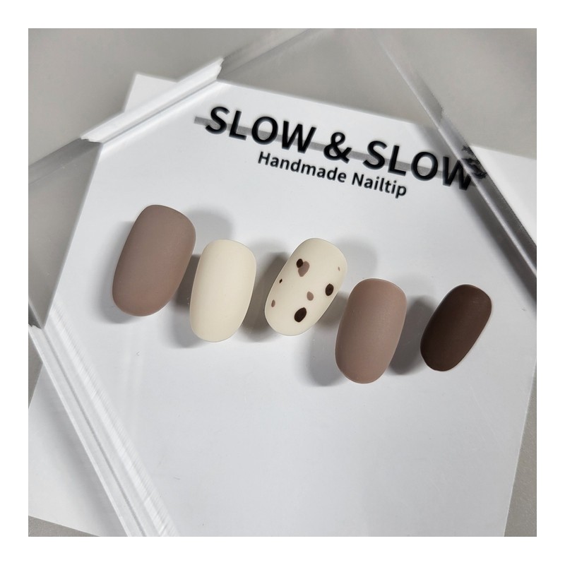 [Sl&Sl Nail Tips] Matte Brown Stained Nails – Square /