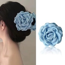 3 Pack Large Flower Plastic Hair Claws,Rose Hair Clip Grab Clip Cloth Large Shark Clip Headdress Flower Hair Claw for Women (Multiple colors, One size)